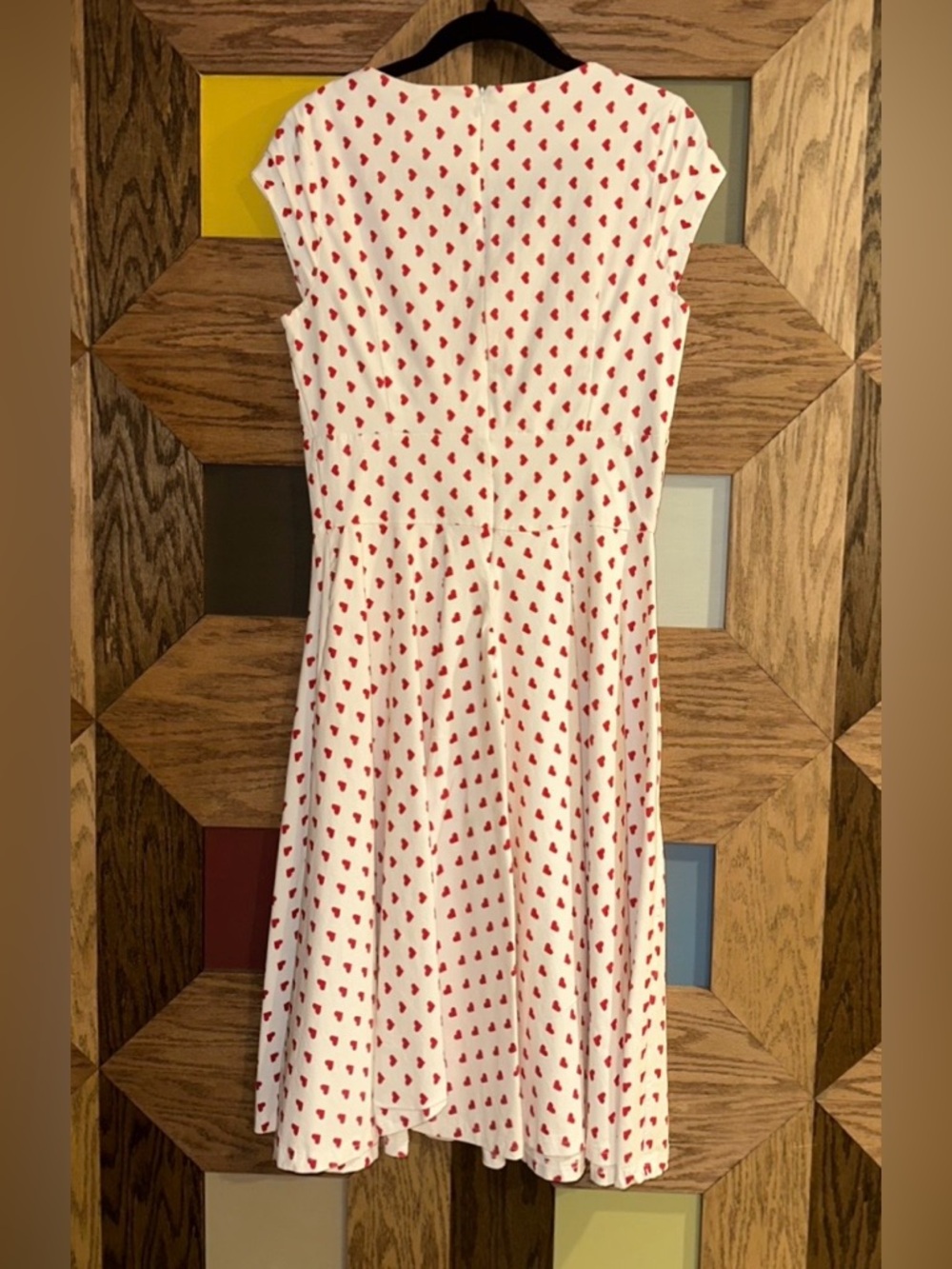 Gown Town Swing Dress Womens White Red Hearts 50’s Inspired Retro Fit & Flare Lg - Picture 5 of 9